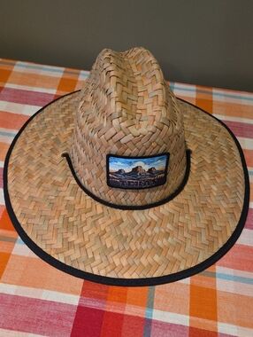 Straw Western Sun Hat with Texas Patch - Natural